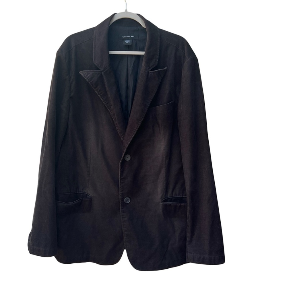 Calvin Klein Jeans Black Corduroy 2 Button Blazer Men Size XL